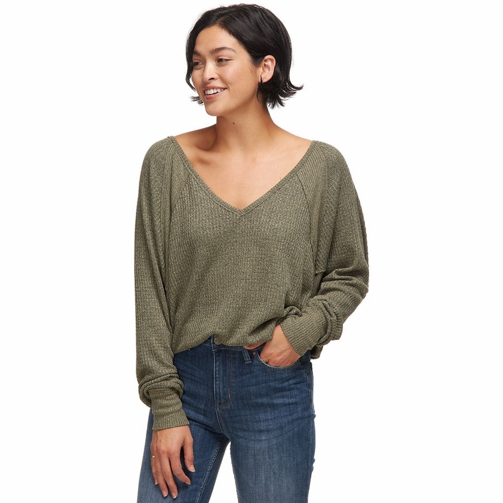 Free People We The Free Santa Clara Thermal Top Olive Green